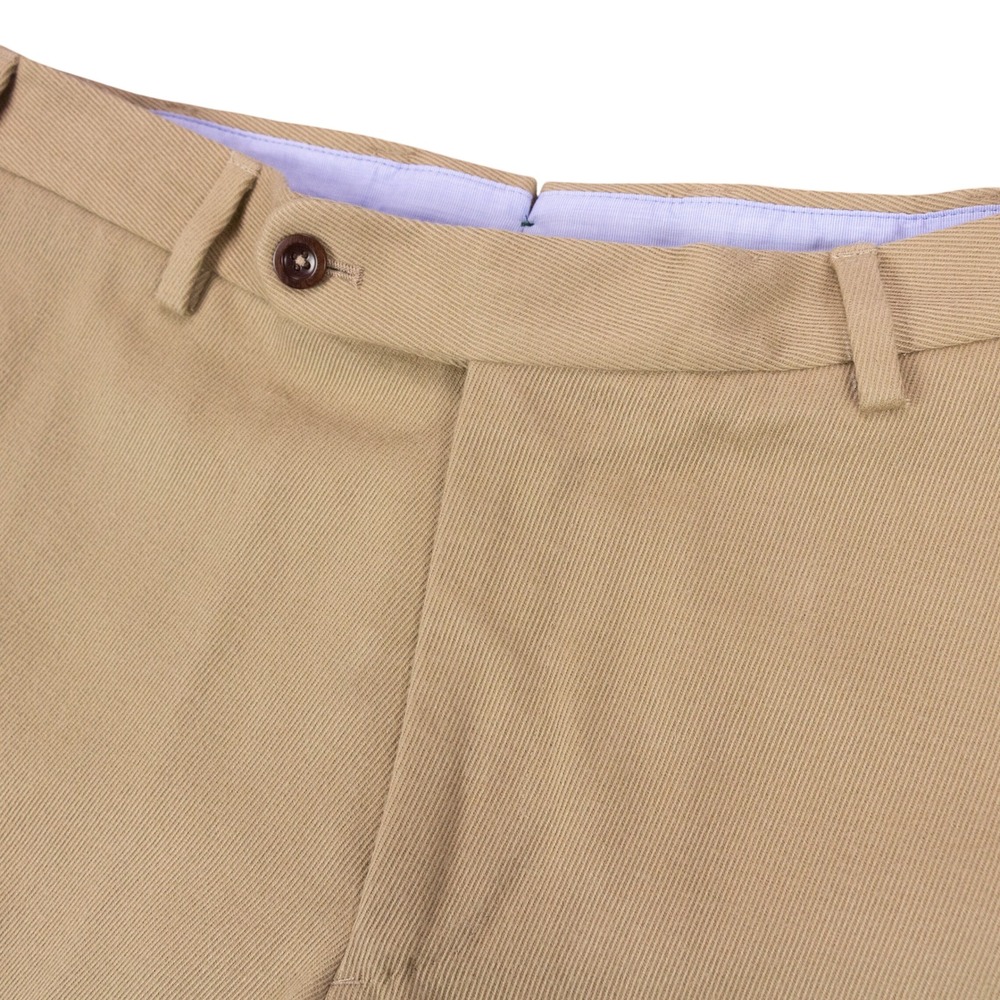 NWOT Sid Mashburn Trousers Mens 30 Tan Cotton Cashmere Twill Unfinished Hem